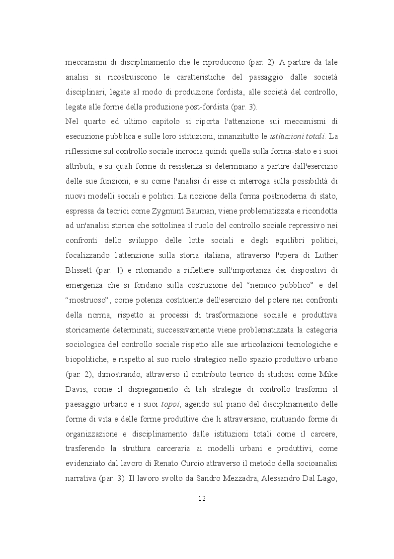 Estratto dalla tesi: Dalla disciplina al controllo. Sistema penale e struttura sociale nella governance democratica