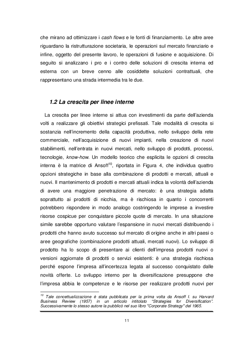 Estratto dalla tesi: Determinanti ed effetti delle M&A
