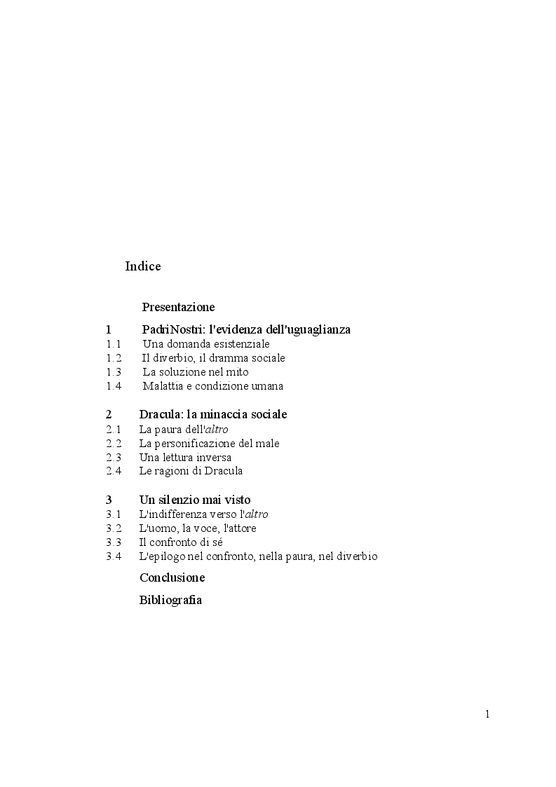 Indice della tesi: Fuori dalla società - Il teatro esistenziale di Antonello Panero, Pagina 1