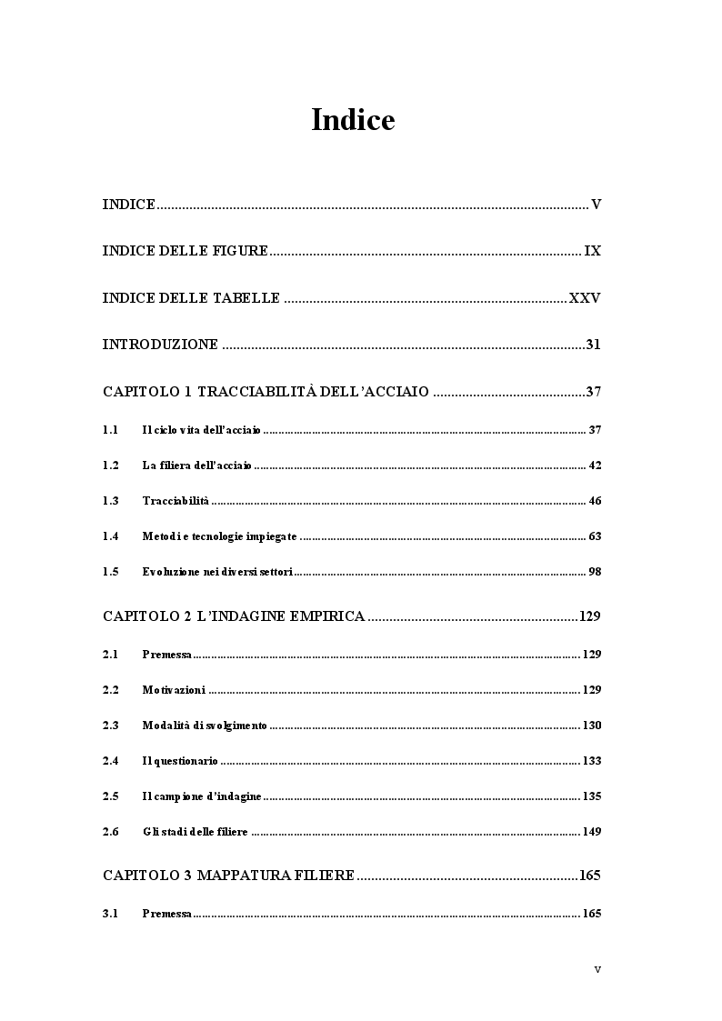 Indice della tesi: Tracciabilità dei materiali nelle filiere dell'acciaio: stato dell'arte e processi chiave, Pagina 1