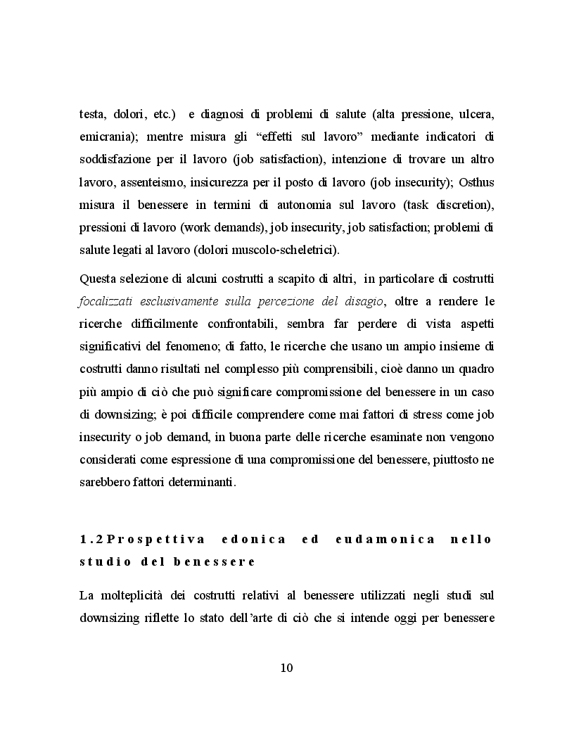 Estratto dalla tesi: L'impatto del downsizing sull'esperienza del benessere: una ricerca qualitativa