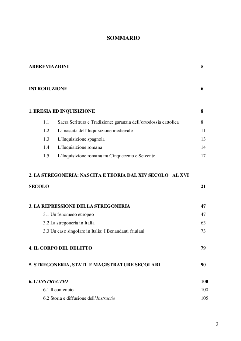 Indice della tesi: Inquisizione e stregoneria: l'instructio pro formandis processibus in causis strigum, sortilegiorum et maleficiorum, Pagina 1