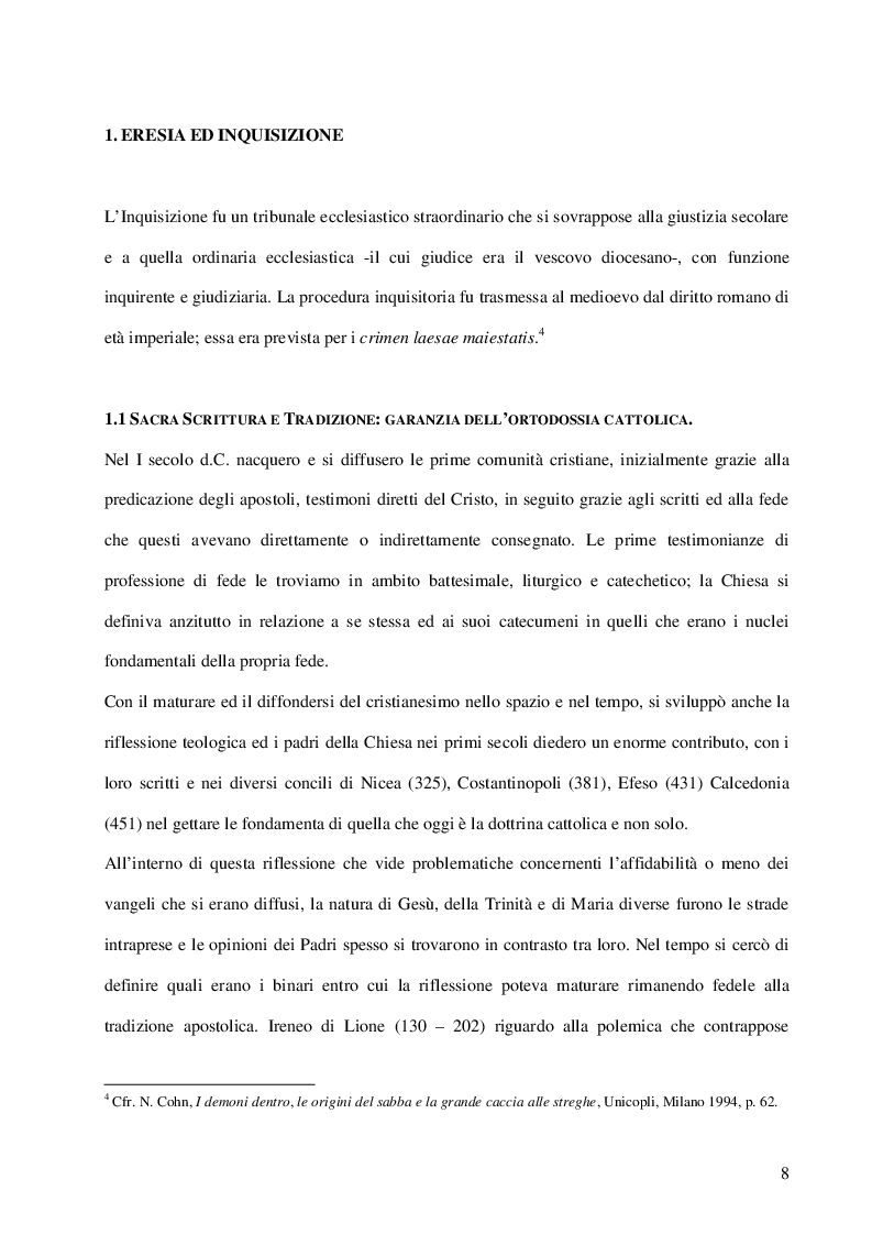 Anteprima della tesi: Inquisizione e stregoneria: l'instructio pro formandis processibus in causis strigum, sortilegiorum et maleficiorum, Pagina 4