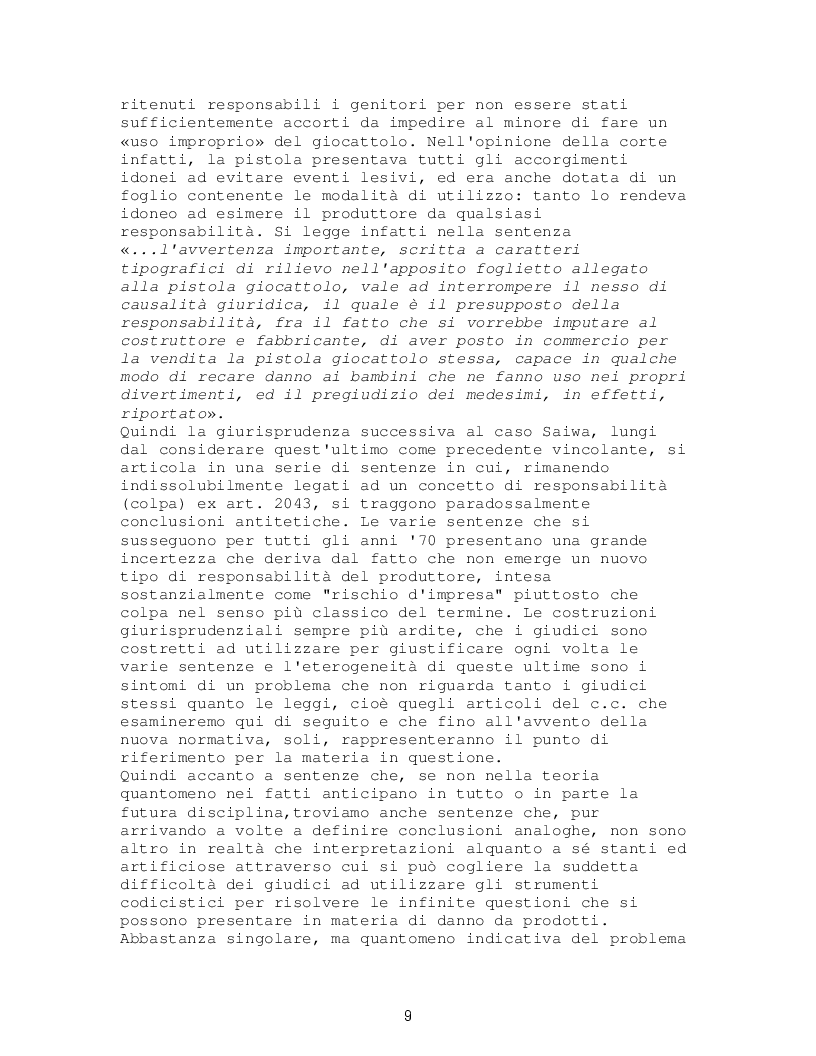 Estratto dalla tesi: Danno da prodotto e responsabilità dell'impresa