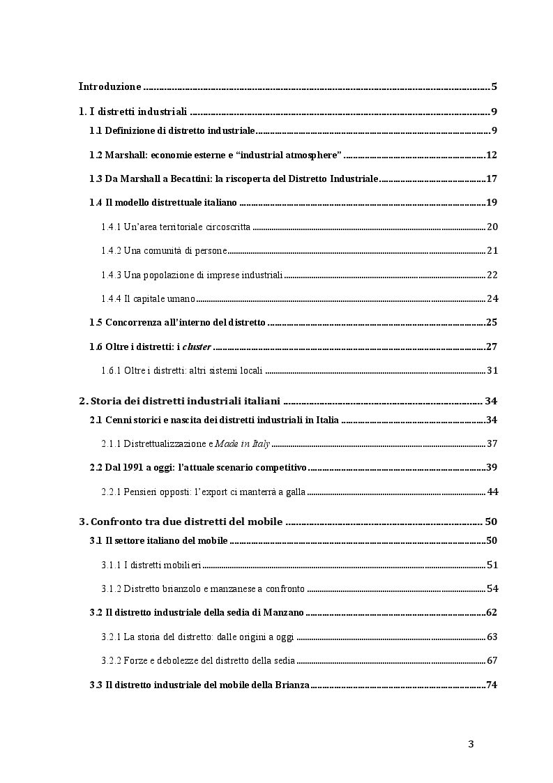 Indice della tesi: Il rilancio dei distretti industriali, Pagina 1