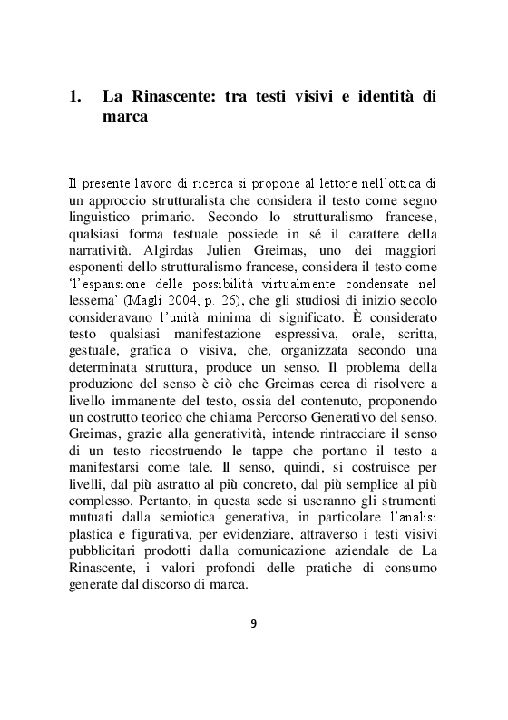 Estratto dalla tesi: La scatola delle meraviglie. Analisi semiotica de La Rinascente.