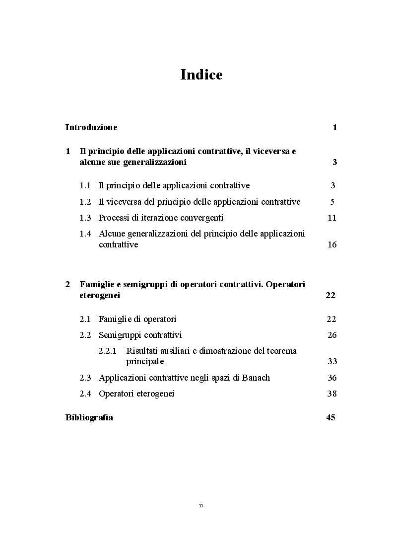 Indice della tesi: Sul principio delle applicazioni contrattive, Pagina 1