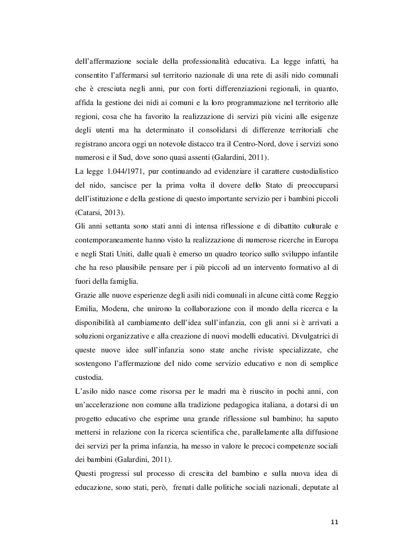Estratto dalla tesi: Dalla progettazione al progetto. Il nido e l'educatore