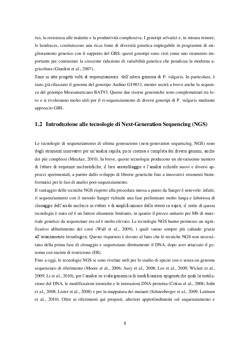 Estratto dalla tesi: Genotipizzazione di accessioni di Phaseolus vulgaris L. mediante tecnologie di next-generation sequencing