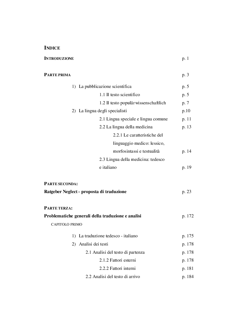 Indice della tesi: Ratgeber Neglect: proposta di traduzione e analisi di un testo scientifico divulgativo, Pagina 1