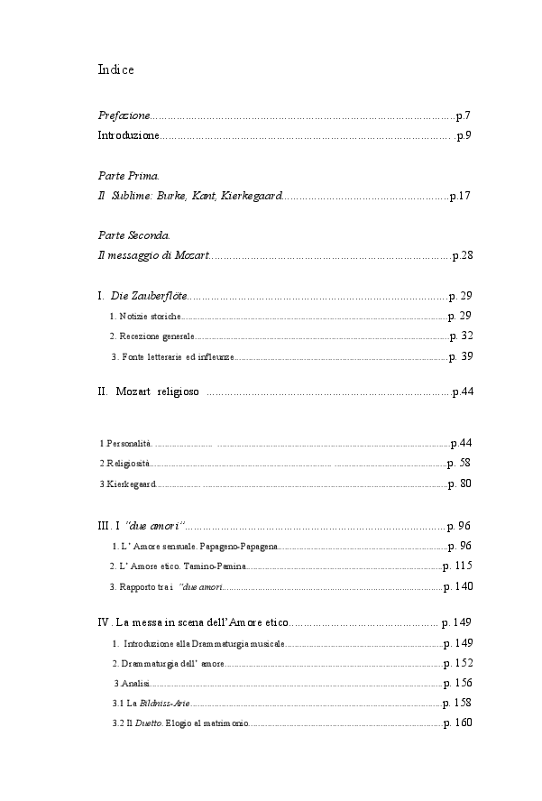 Indice della tesi: Il Matrimonio in Musica - Il Messaggio di W.A Mozart, Pagina 1