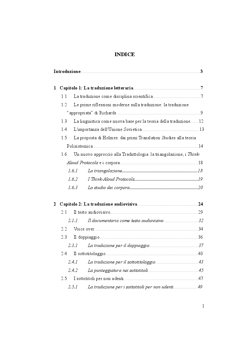 Indice della tesi: Letteratura sullo schermo. Traduzione e sottotitolaggio del documentario ''Unos pocos buenos amigos'' di Luis Ospina, Pagina 1