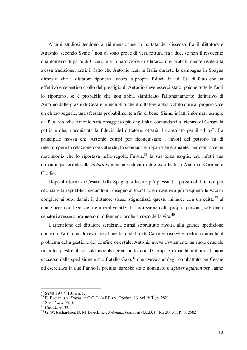 Estratto dalla tesi: Il ruolo di Cesare, Cicerone e Ottaviano nell'ascesa e caduta di Marco Antonio