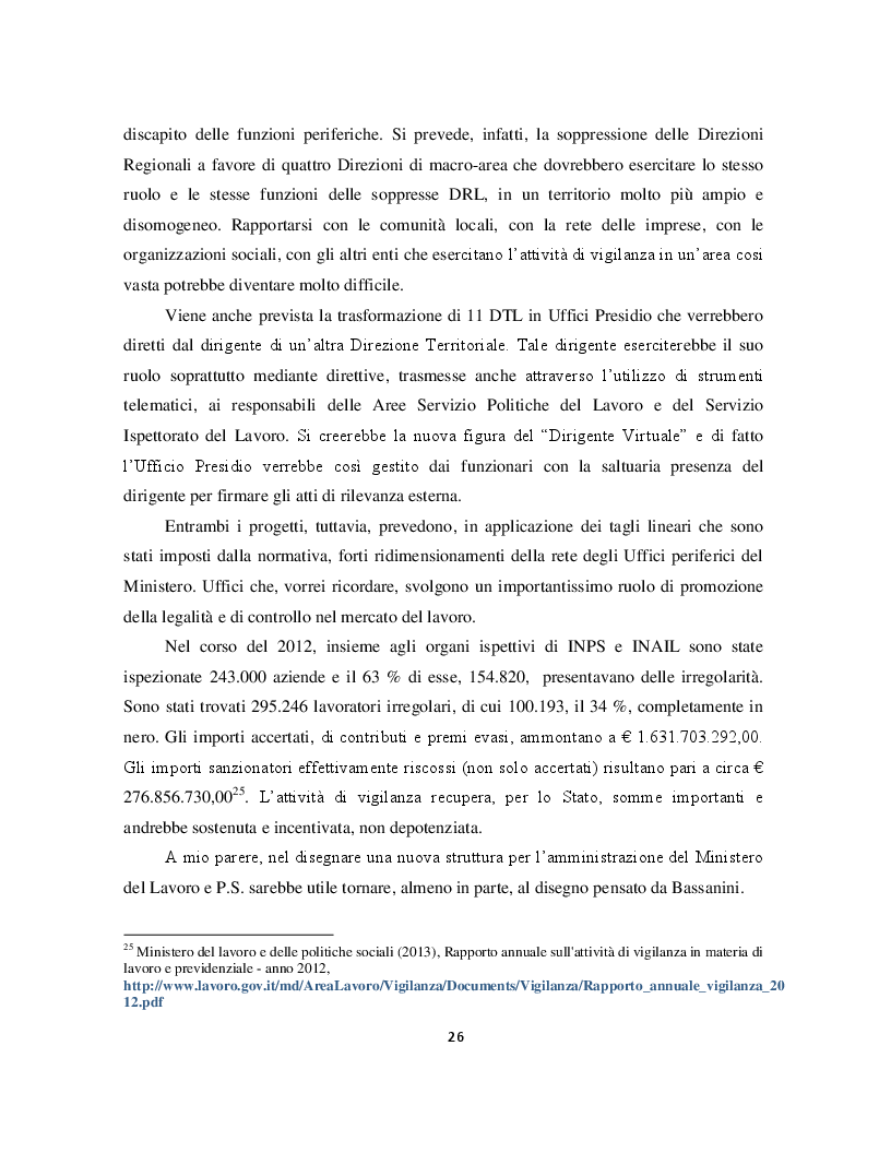 Estratto dalla tesi: I processi di riorganizzazione del Ministero del Lavoro e delle Politiche Sociali