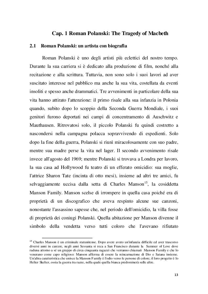 Estratto dalla tesi: La riscrittura filmica del Macbeth: Roman Polanski traduce Shakespeare