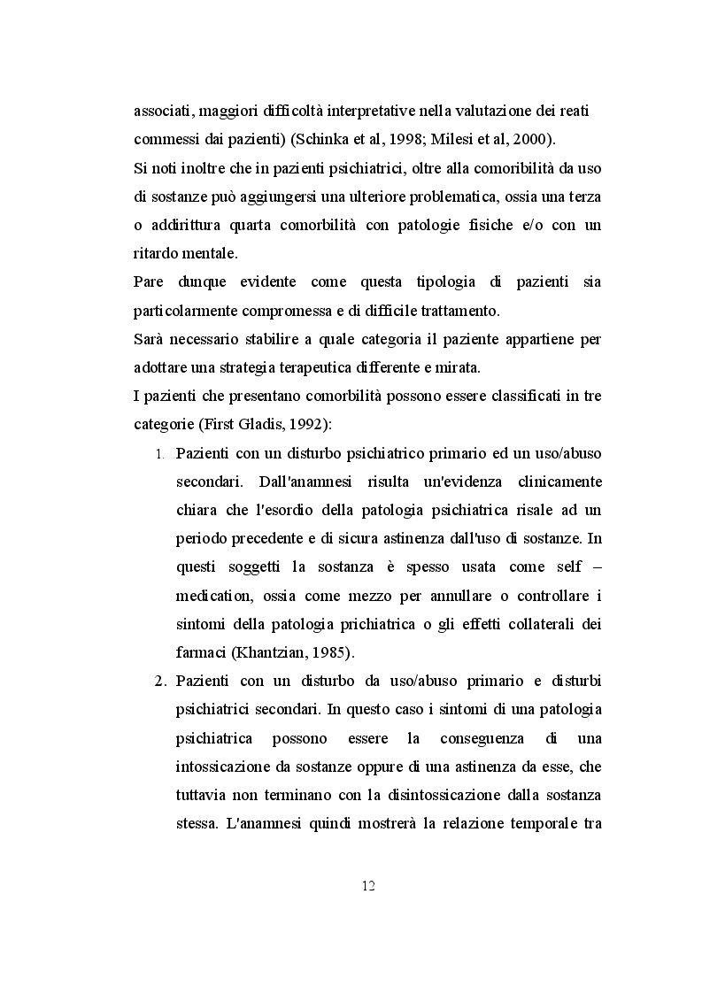 Estratto dalla tesi: Training per il controllo dell'impulsività in pazienti psichiatrici con comorbilità da uso di sostanze