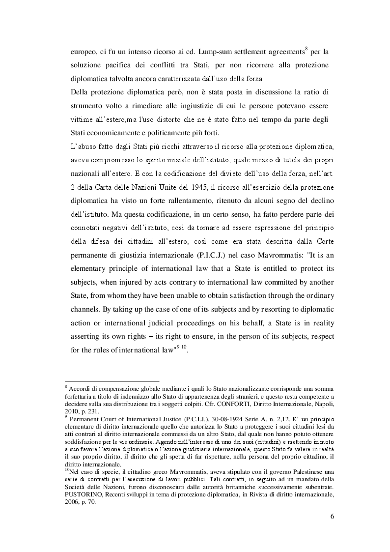 Estratto dalla tesi: La Protezione Diplomatica delle società