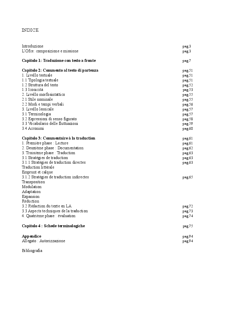 Indice della tesi: Traduzione e commento del testo ''Le commencement de la déflation - Perspectives 2013-2014'' dell'Ofce, Pagina 1