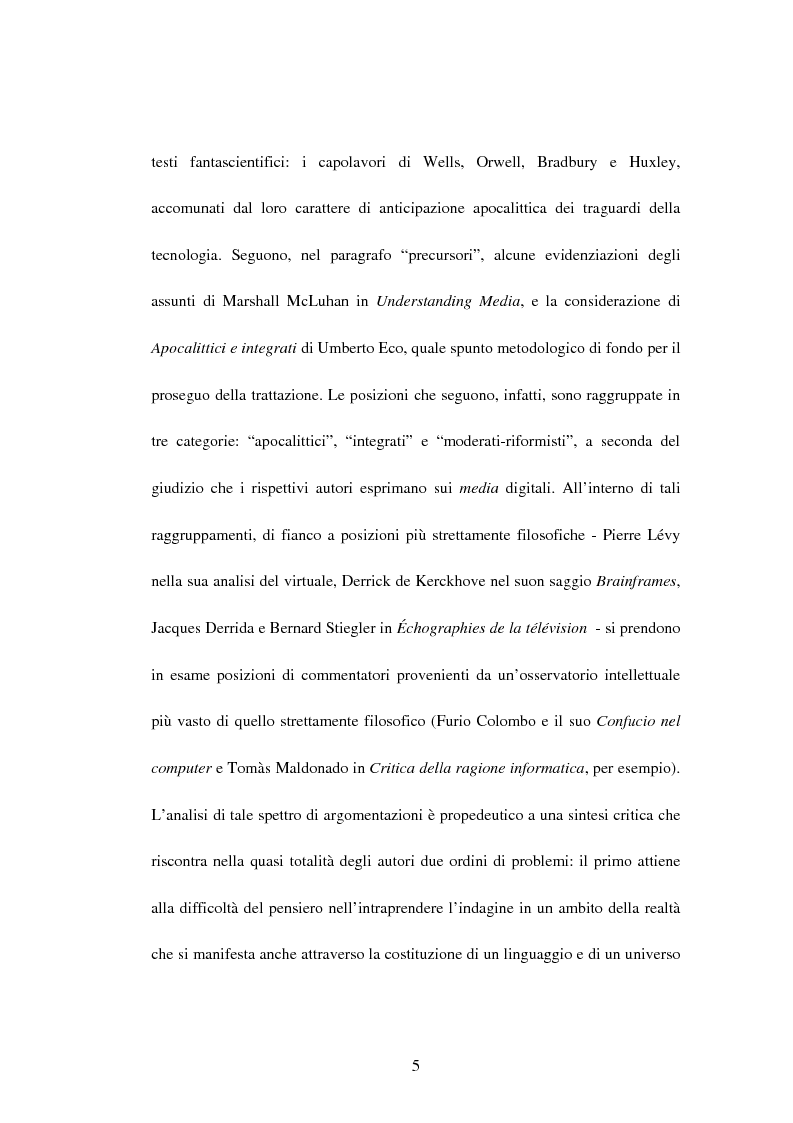 Anteprima della tesi: La recente evoluzione dei media digitali e le sue conseguenze sul pensiero filosofico, Pagina 3