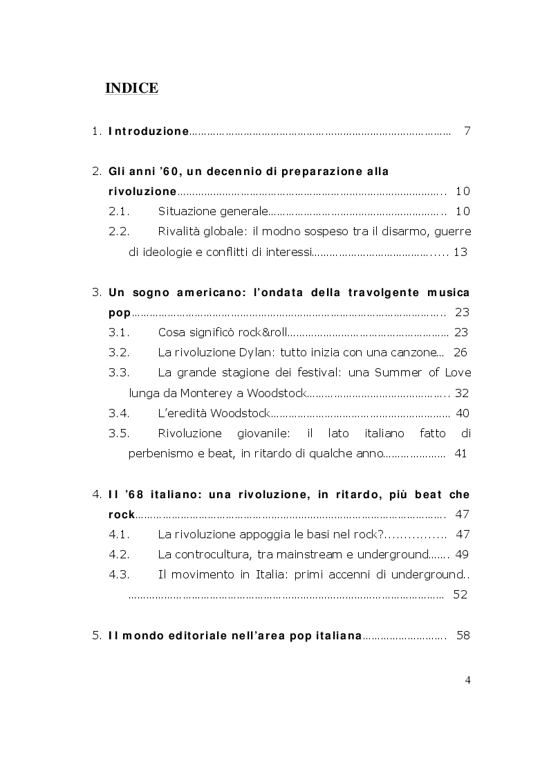Indice della tesi: La controcultura editoriale in Italia tra anni '60 e anni '70, Pagina 1