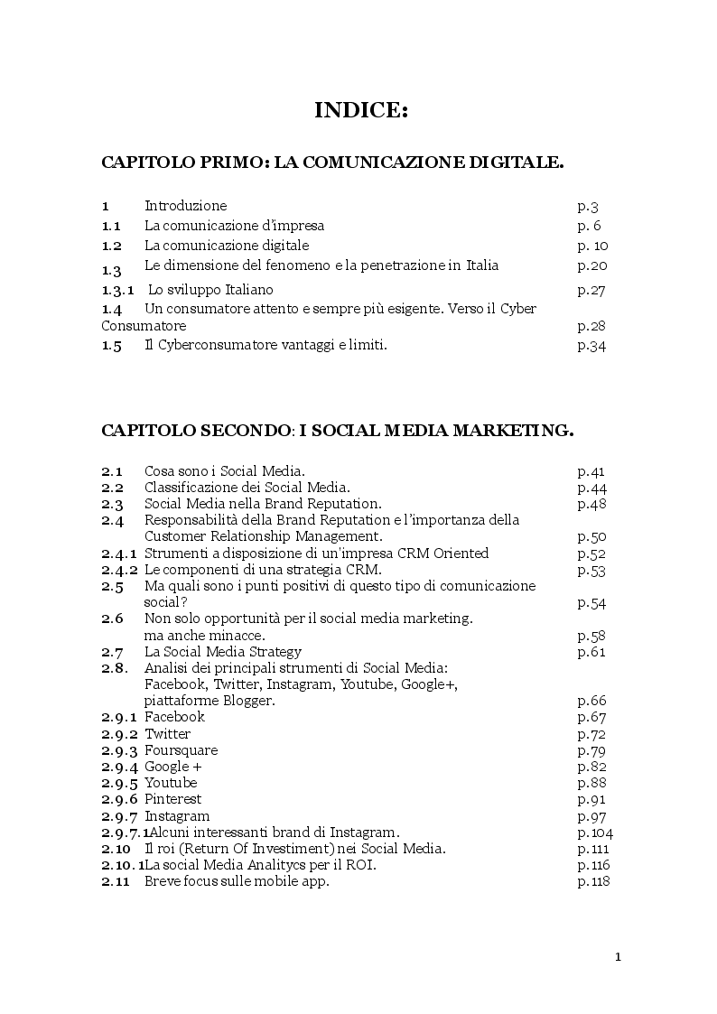 Indice della tesi: Il ruolo dei Consumer Generated Media nel Crisis Management. Il Caso Pirelli Tyregate, Pagina 1