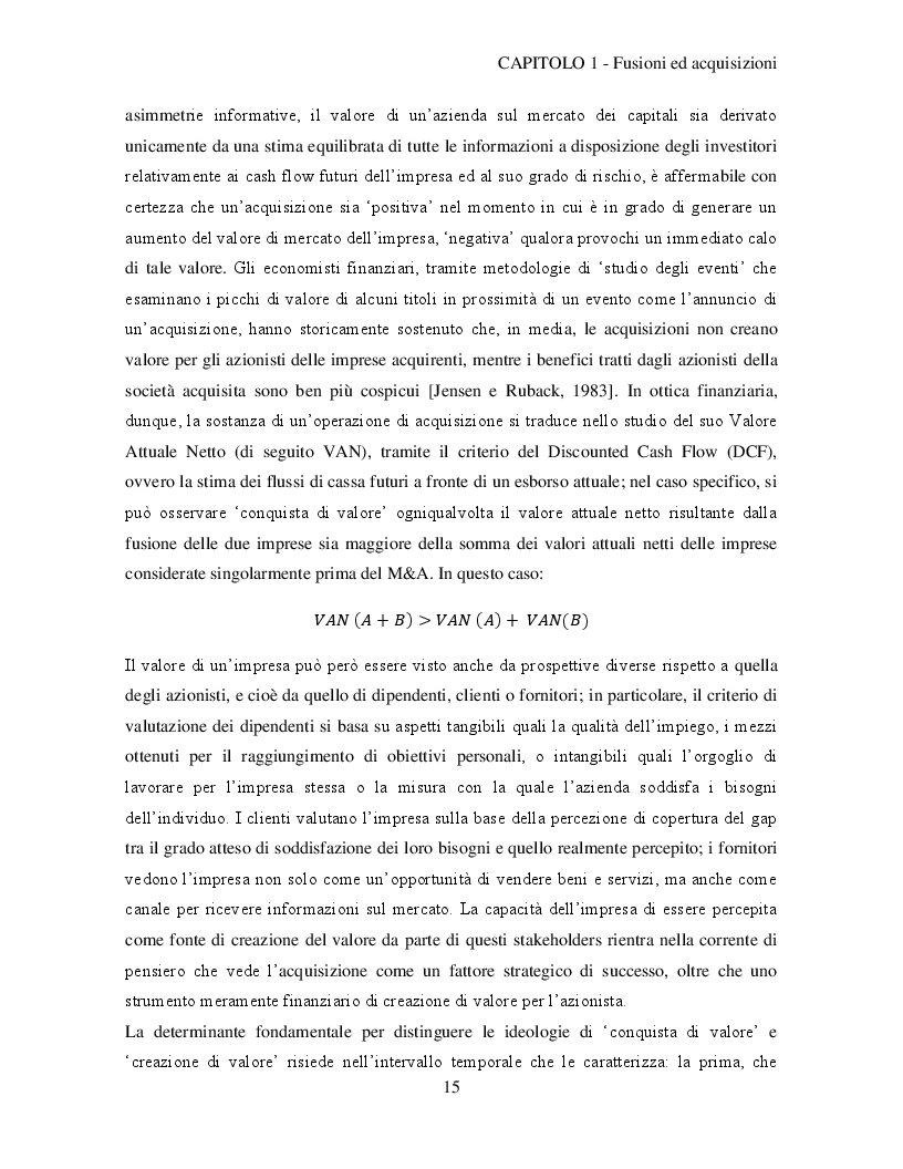 Estratto dalla tesi: Il processo di integrazione post-acquisizione: aspetti metodologici e analisi di un caso aziendale