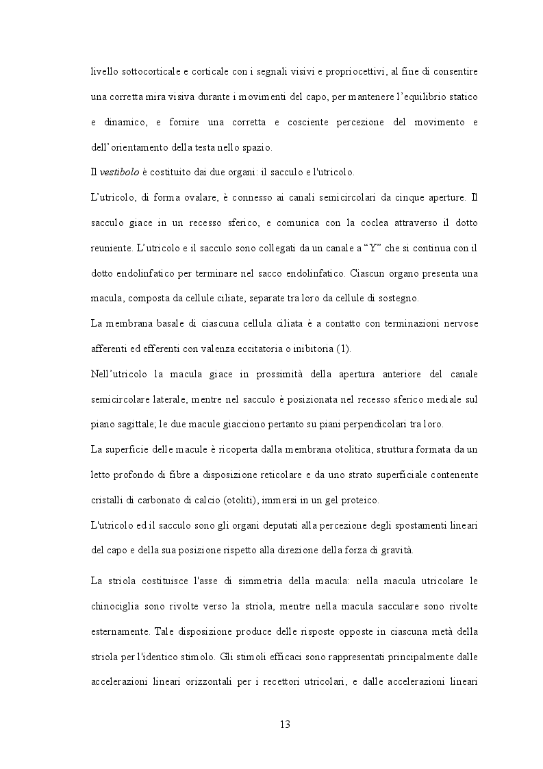 Estratto dalla tesi: Trattamento riabilitativo dei disturbi dell'equilibrio