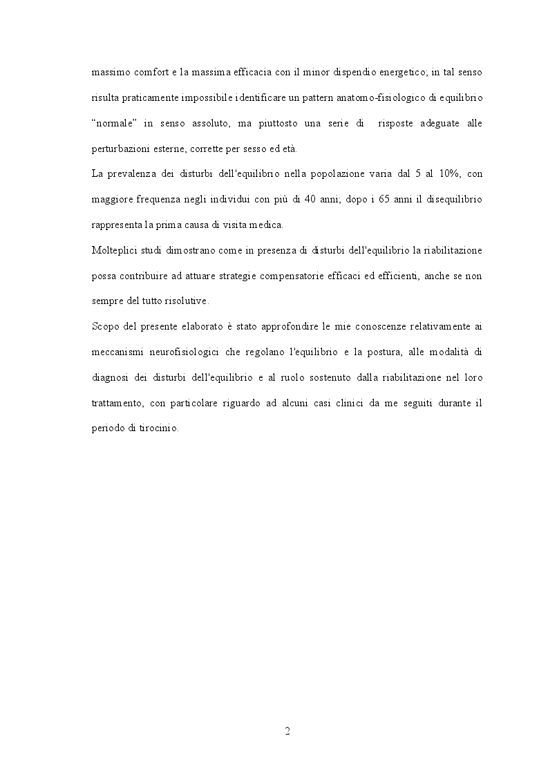 Anteprima della tesi: Trattamento riabilitativo dei disturbi dell'equilibrio, Pagina 3