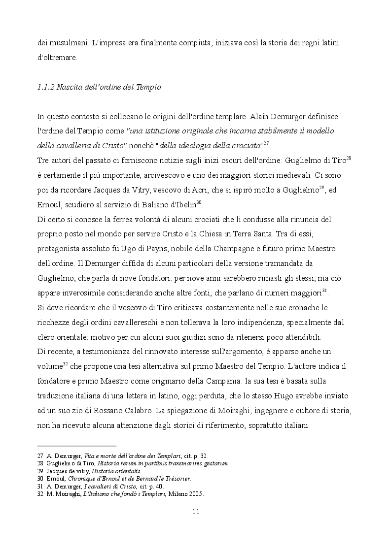 Estratto dalla tesi: BOLOGNA TEMPLARE. Quadro generale delle fonti italiane sulla presenza del Tempio nella città felsinea.