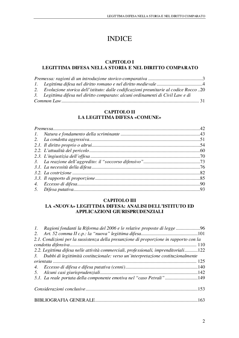 Indice della tesi: La "nuova" legittima difesa: la modifica legislativa e le prime applicazioni giurisprudenziali, Pagina 1