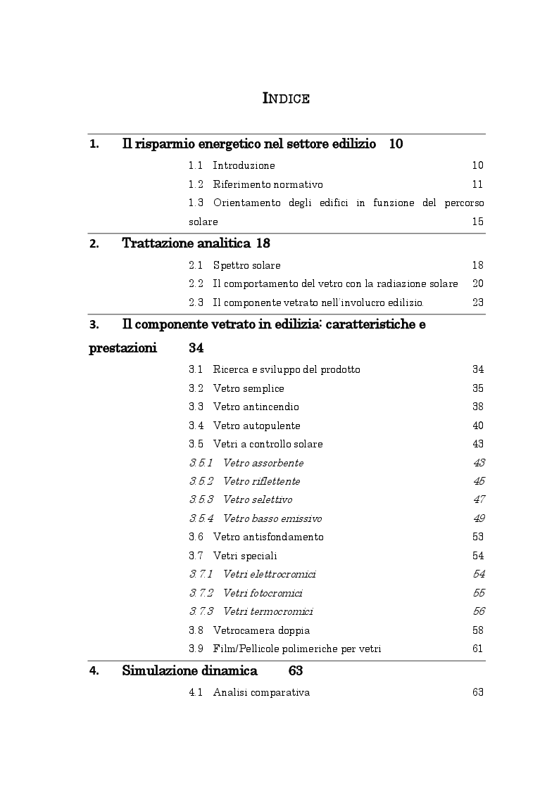 Indice della tesi: Analisi di prestazione energetica delle componenti vetrate. Il caso studio di palazzo Pacanowski, Pagina 1
