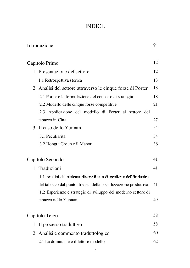 Indice della tesi: L'impero del tabacco, Pagina 1