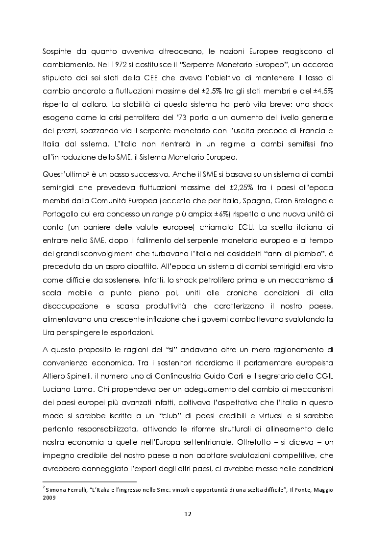 Estratto dalla tesi: Svalutazioni competitive: un’analisi comparata degli effetti su prezzi e quantità. Il caso italiano