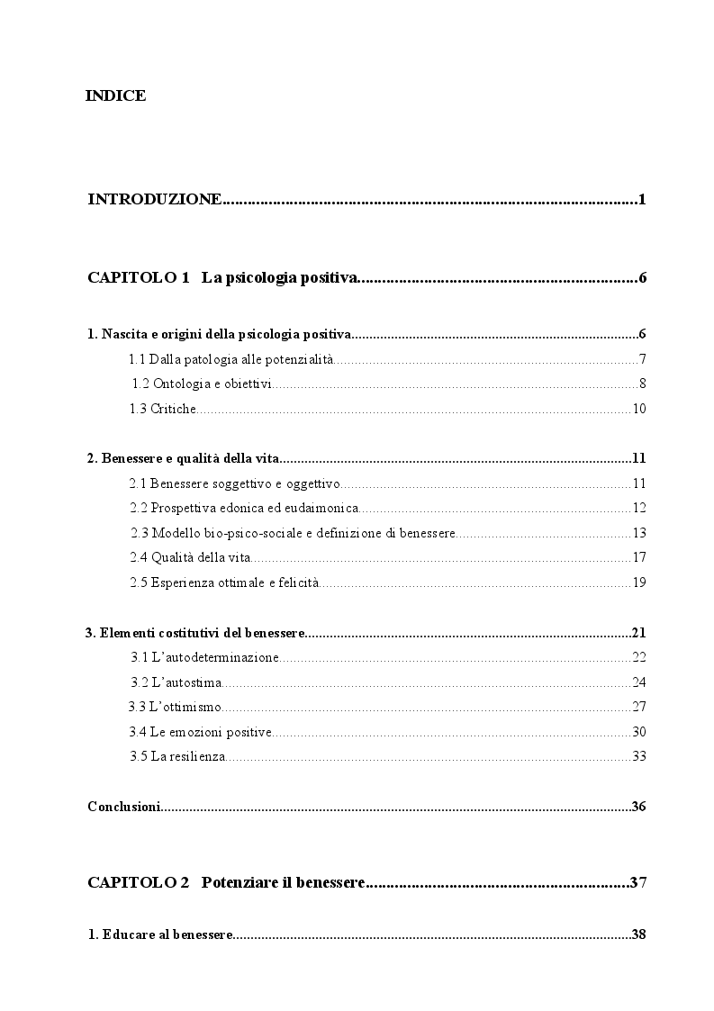 Indice della tesi: Psicologia positiva e nuove tecnologie: un'applicazione per migliorare il benessere dei bambini della scuola d'infanzia, Pagina 1