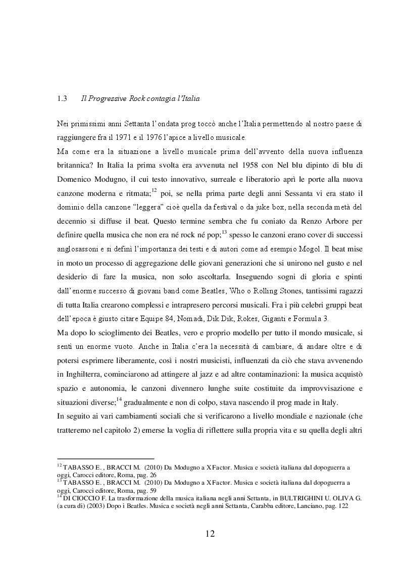 Estratto dalla tesi: Contaminazioni musicali: alla ri-scoperta del Progressive Rock