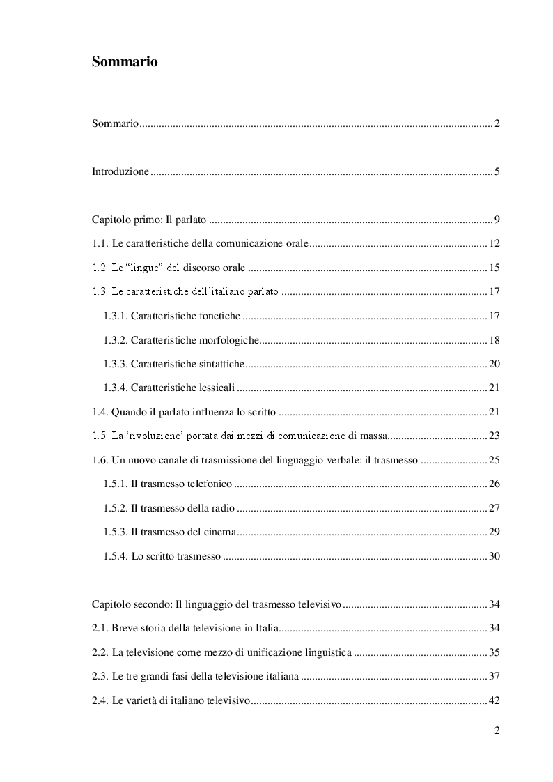 Indice della tesi: Il trasmesso televisivo: la televisione dei bambini, Pagina 1