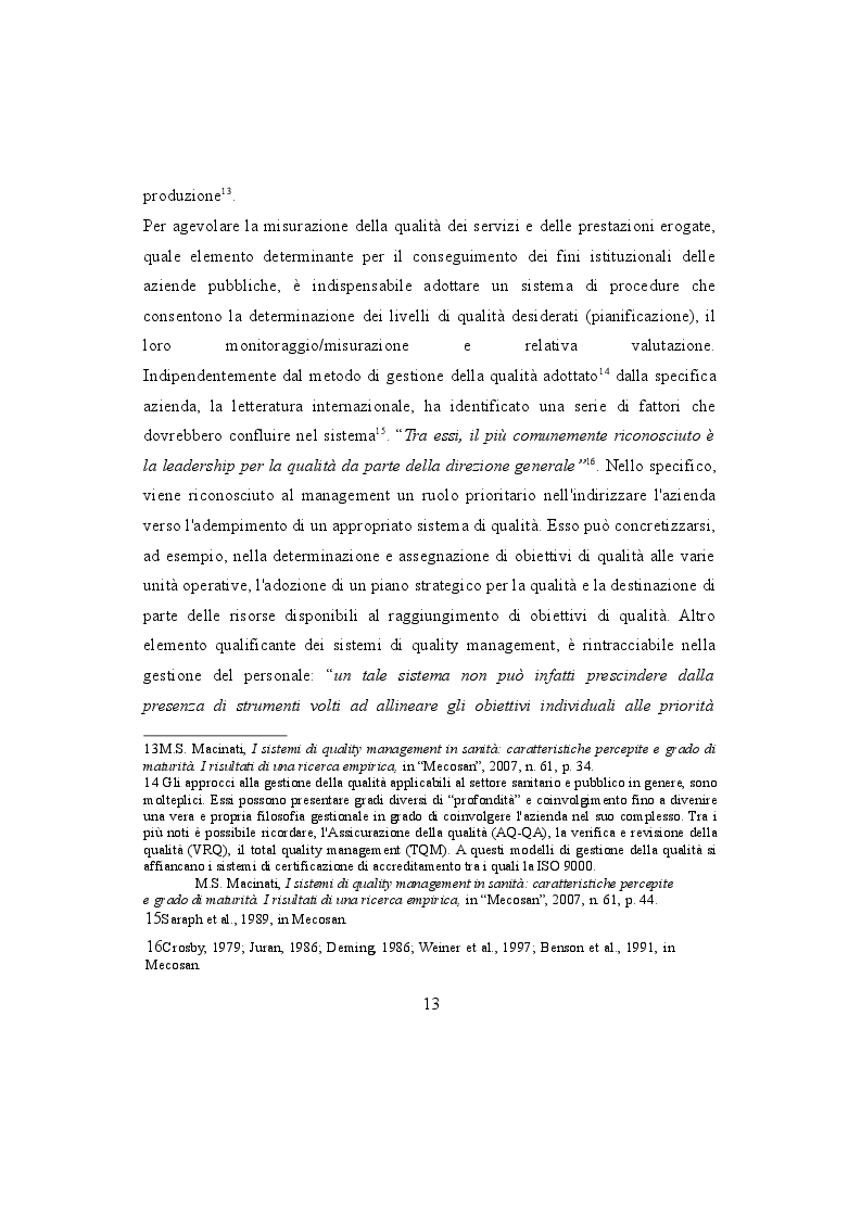 Estratto dalla tesi: La carta dei servizi come strumento per la qualità nelle aziende sanitarie: il caso dell'ASP Ambito 9 di Jesi