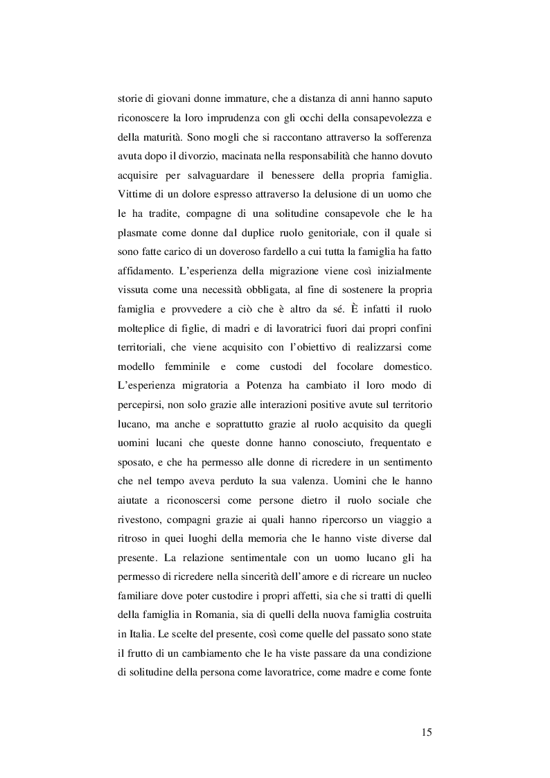 Estratto dalla tesi: Da badante a moglie: un'analisi etnografica delle unioni tra donne rumene e uomini lucani