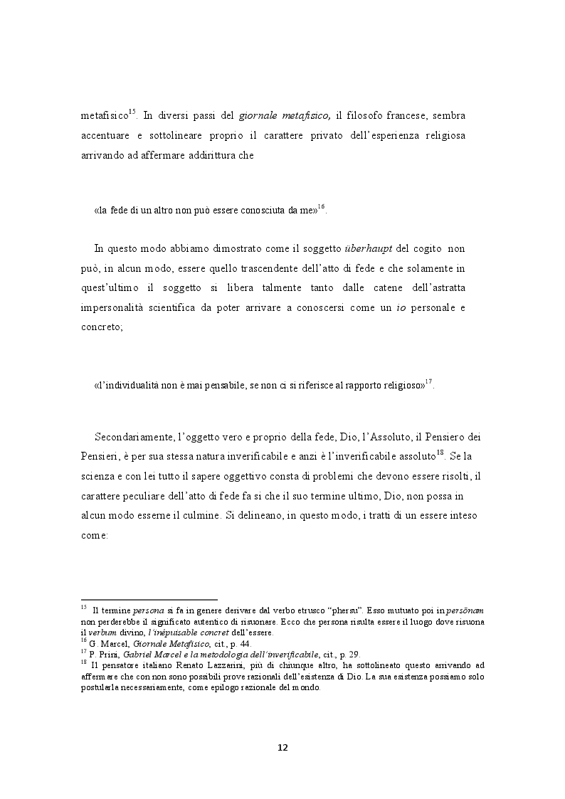 Estratto dalla tesi: Esistenza e libertà. I diari metafisici di Gabriel Marcel