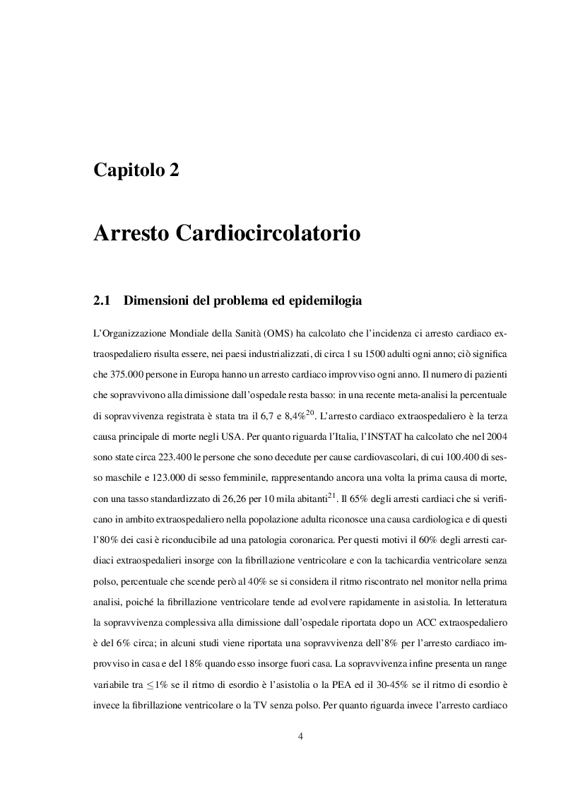 Estratto dalla tesi: Postresuscitation care e Ipotermia post Arresto Cardiaco: dalle linee guida al nostro contesto clinico