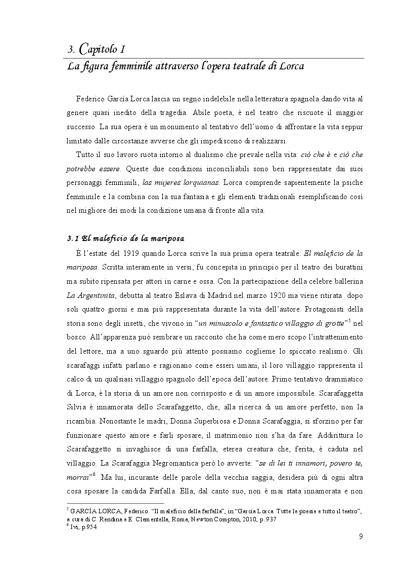 Estratto dalla tesi: Lorquianas: le donne nel teatro di Federico García Lorca