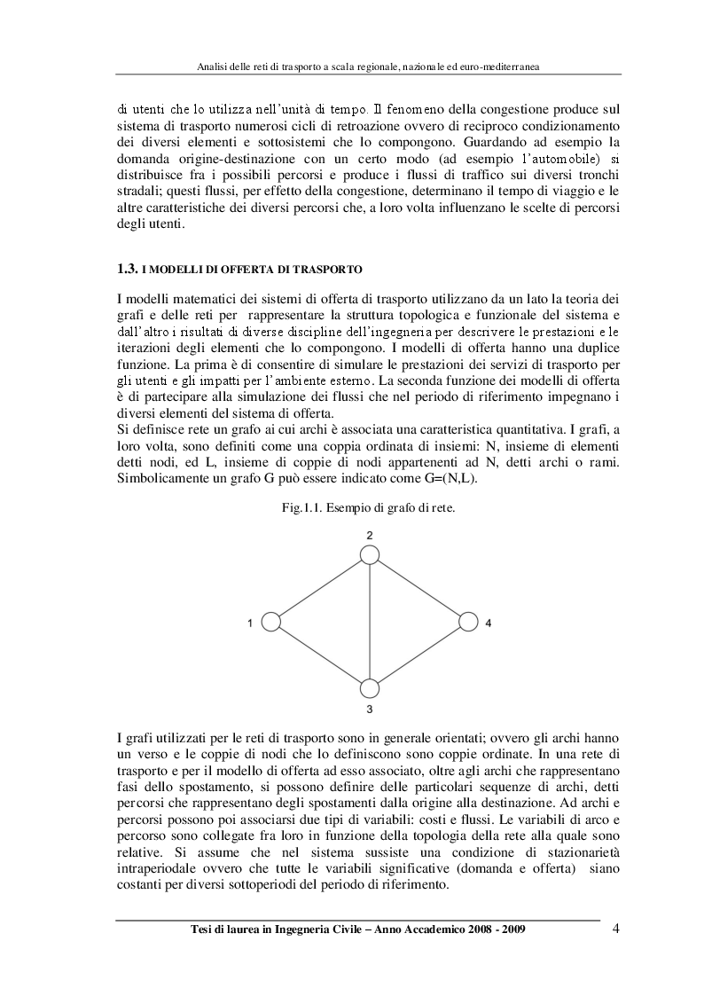 Anteprima della tesi: Analisi delle reti di trasporto a scala regionale, nazionale ed Euro-Mediterranea, Pagina 4