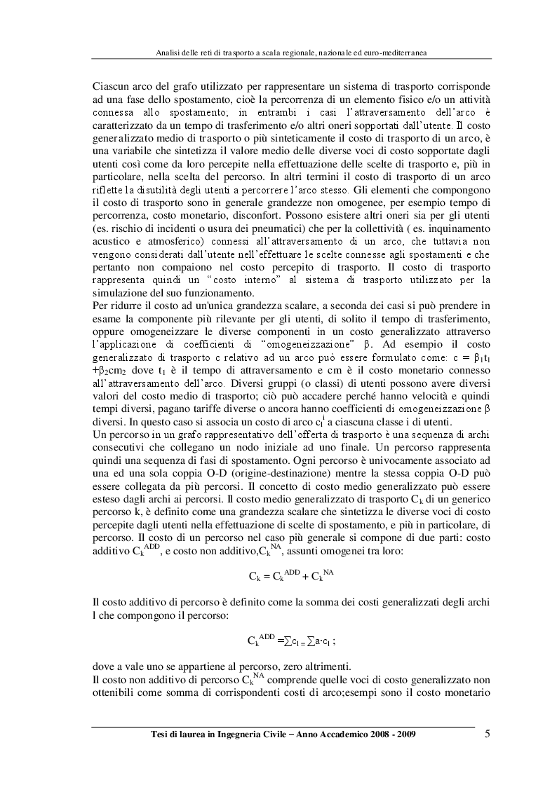 Anteprima della tesi: Analisi delle reti di trasporto a scala regionale, nazionale ed Euro-Mediterranea, Pagina 5