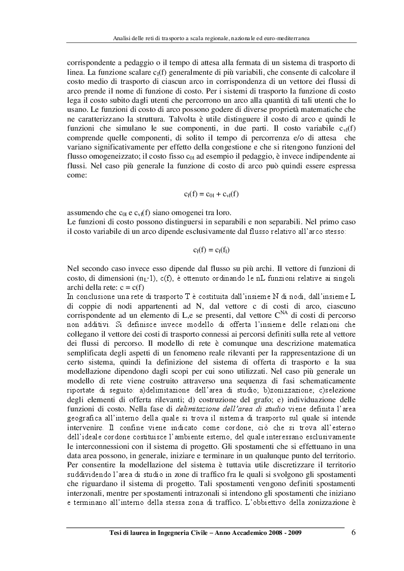 Anteprima della tesi: Analisi delle reti di trasporto a scala regionale, nazionale ed Euro-Mediterranea, Pagina 6