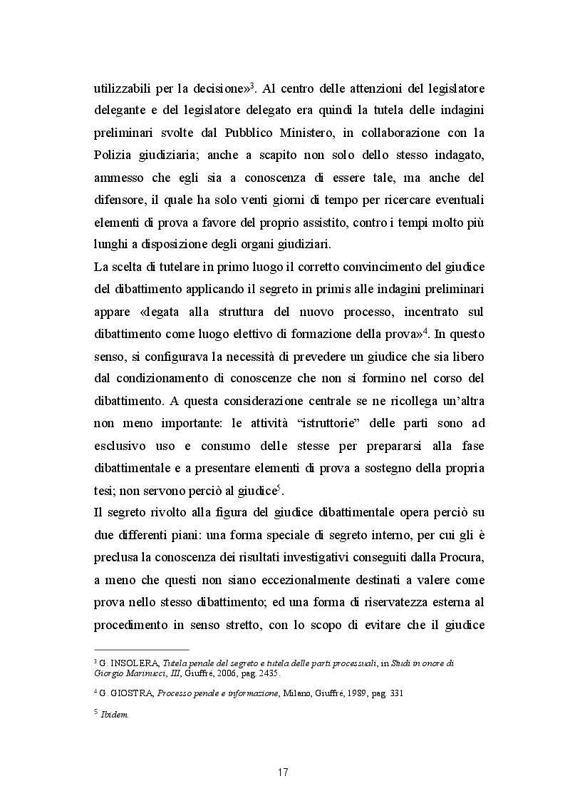 Estratto dalla tesi: Il segreto investigativo tra diritto di cronaca e tutela penale