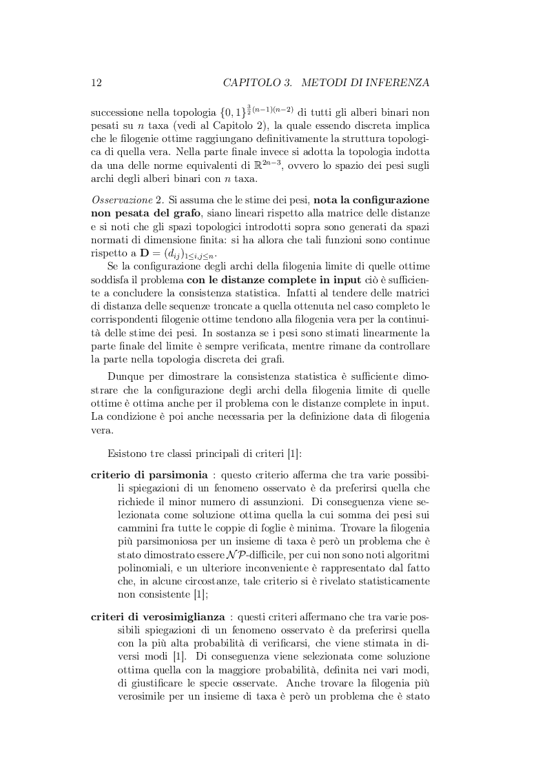 Estratto dalla tesi: Inferenza Filogenetica con il metodo della Minima Evoluzione Bilanciata