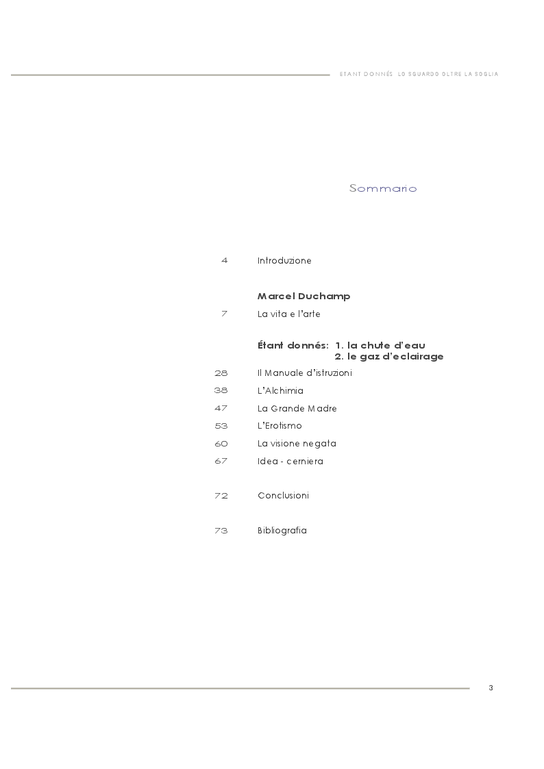 Indice della tesi: Étant donnés - Lo sguardo oltre la soglia, Pagina 1