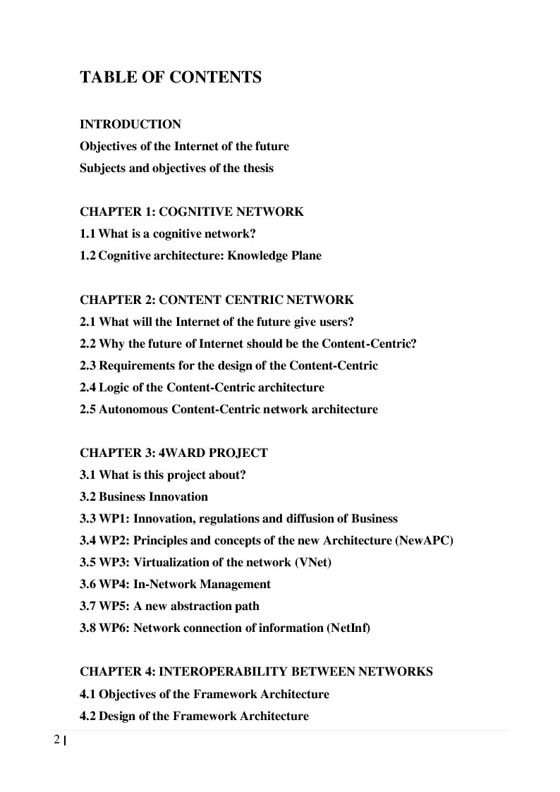 Indice della tesi: The Evolution towards the Internet of the Future, Pagina 1