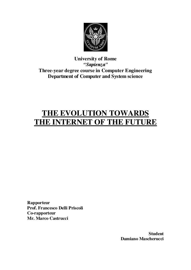 Anteprima della tesi: The Evolution towards the Internet of the Future, Pagina 1
