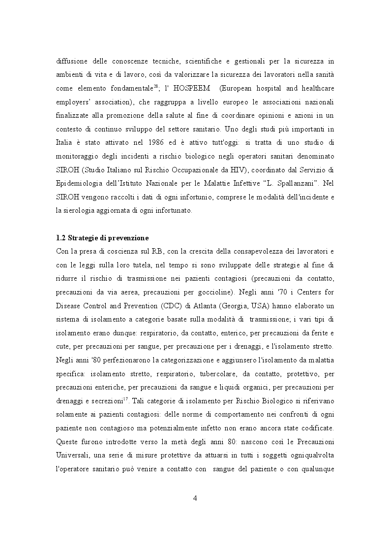 Estratto dalla tesi: Incidenti a rischio biologico in ambito sanitario: revisione della letteratura